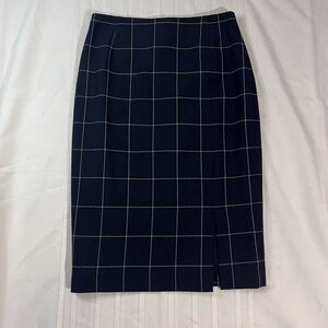 Tahari Arthur S. Levine Black Plaid Pencil Skirt 2 Business Casual Preppy Fall